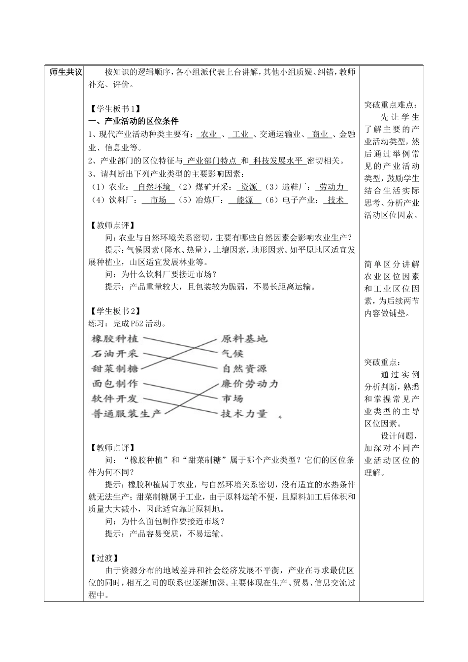 第三章区域产业活动第一节 产业活动的区位条件和地域联系株洲市四中上期高一《地理必修二》教学案_第2页