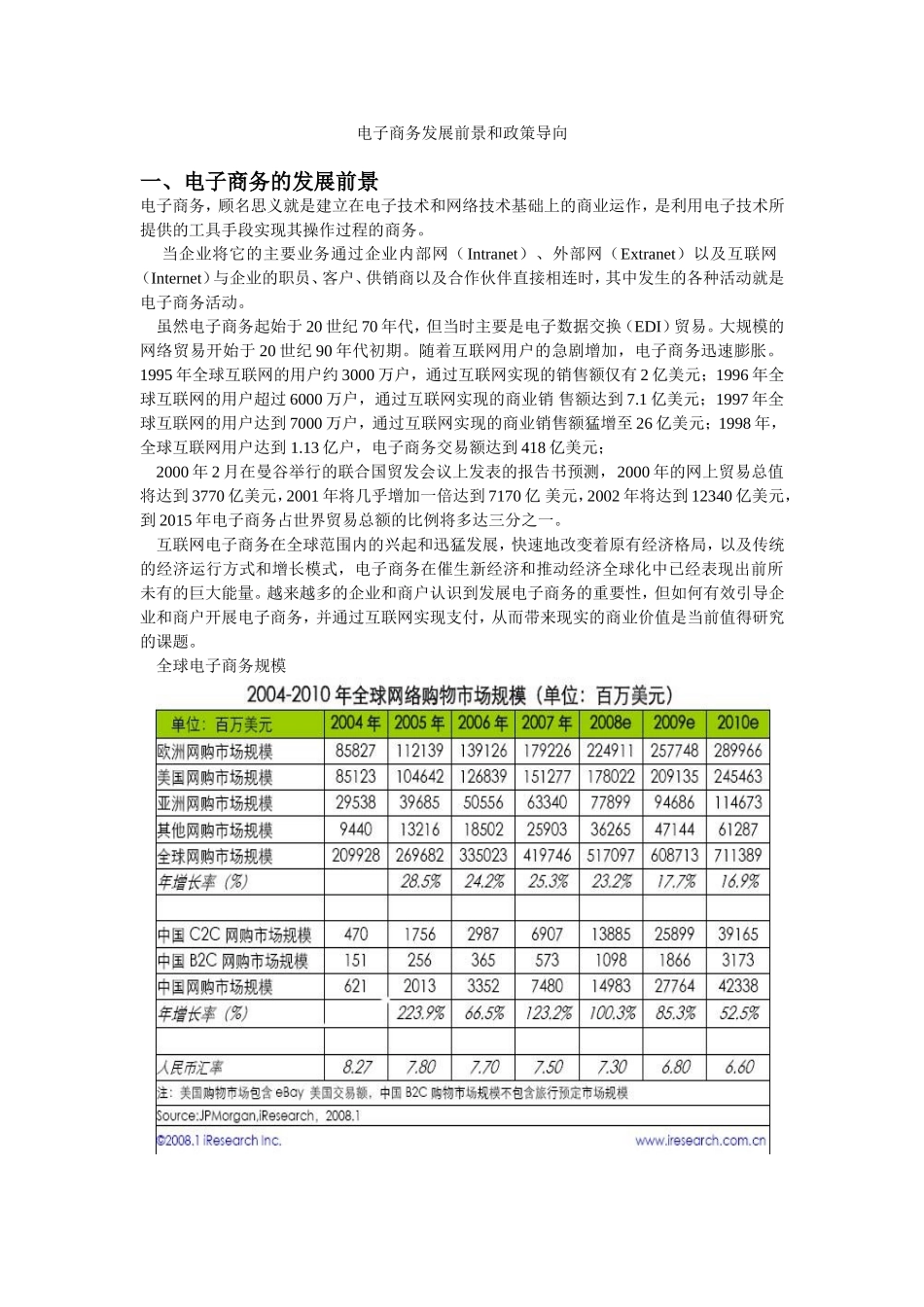 电子商务发展前景和政策导向分析研究 财务会计学专业_第1页