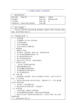 ××有限公司岗位工作说明书资料