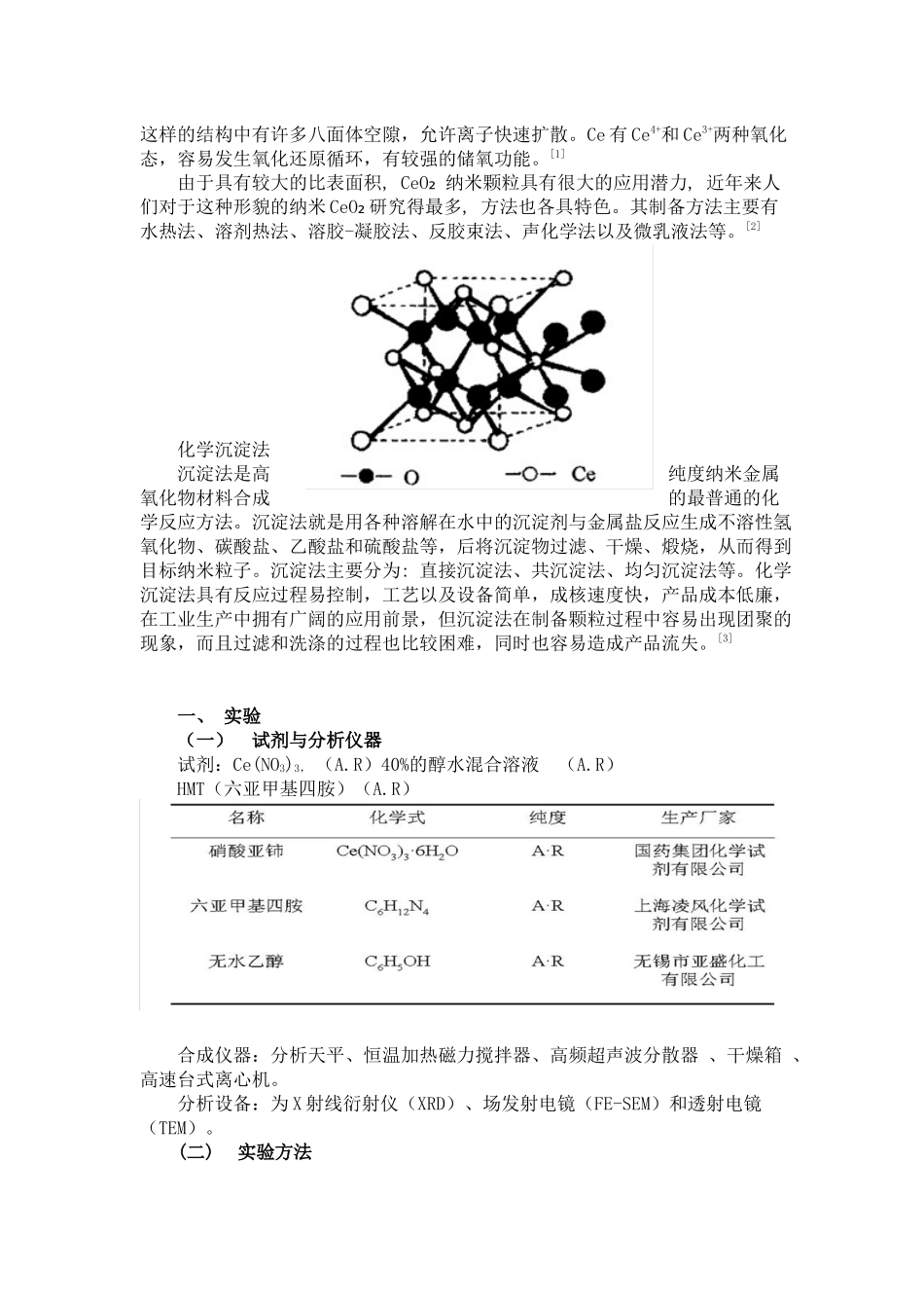 二氧化铈纳米材料的合成及性能研究分析   化学工程与工艺专业_第2页