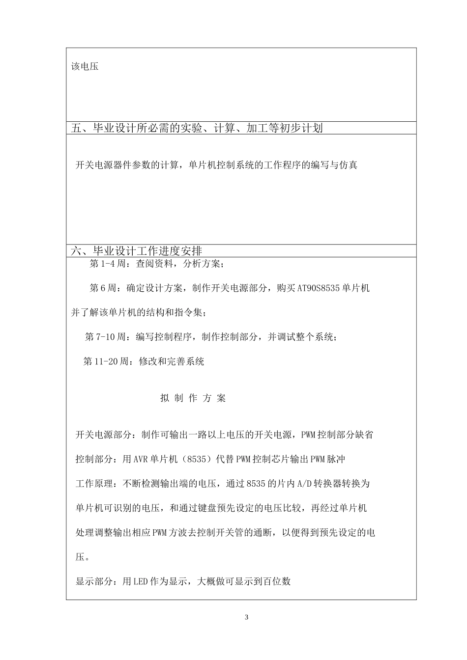 基于单片机控制的开关电源设计和实现  电子信息工程专业 开题报告_第3页