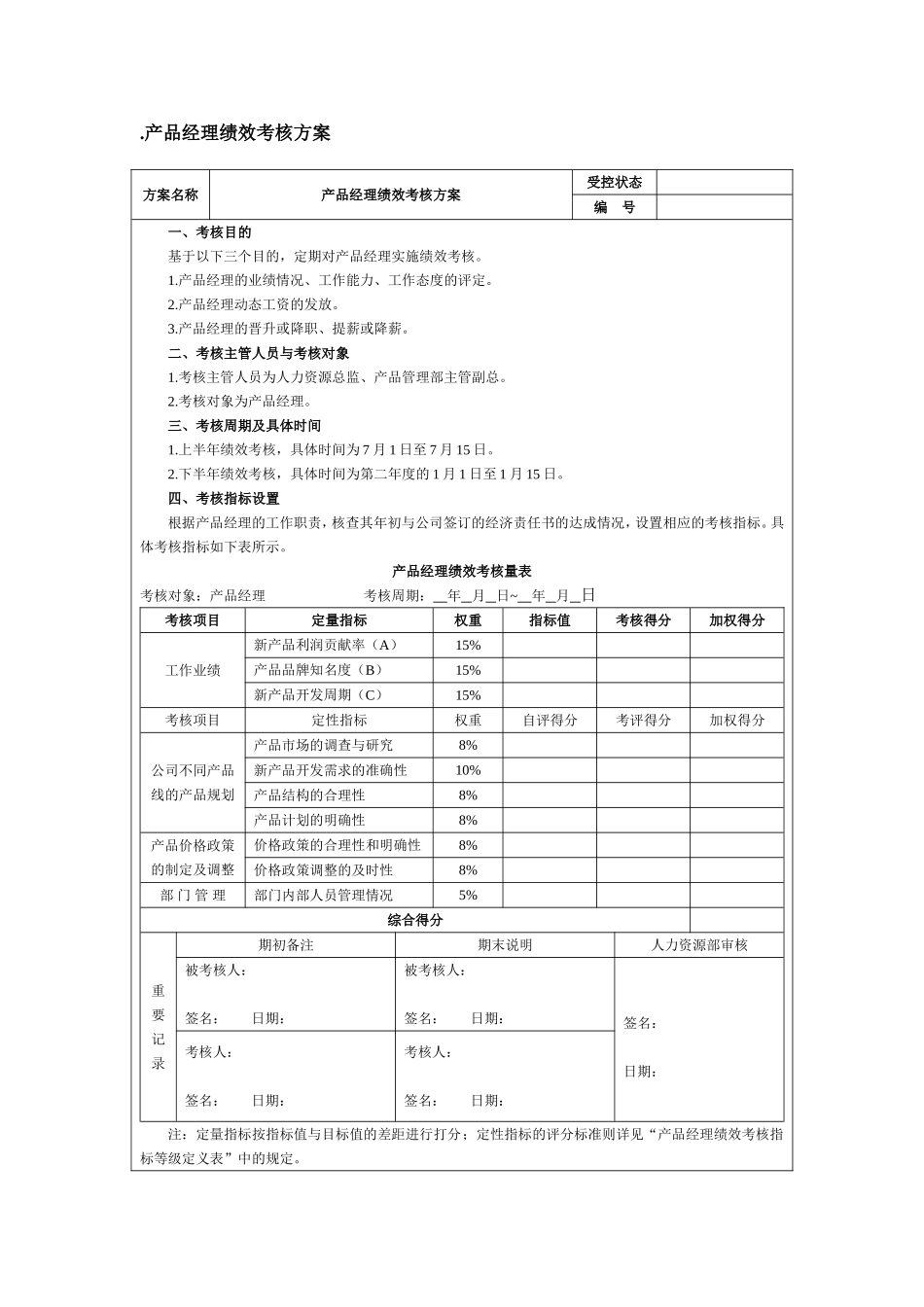 产品经理绩效考核方案_第1页