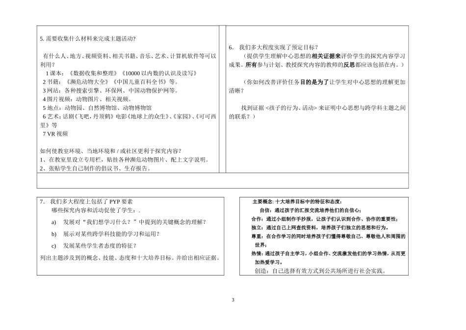 共享地球二年级PYP 计划书_第3页