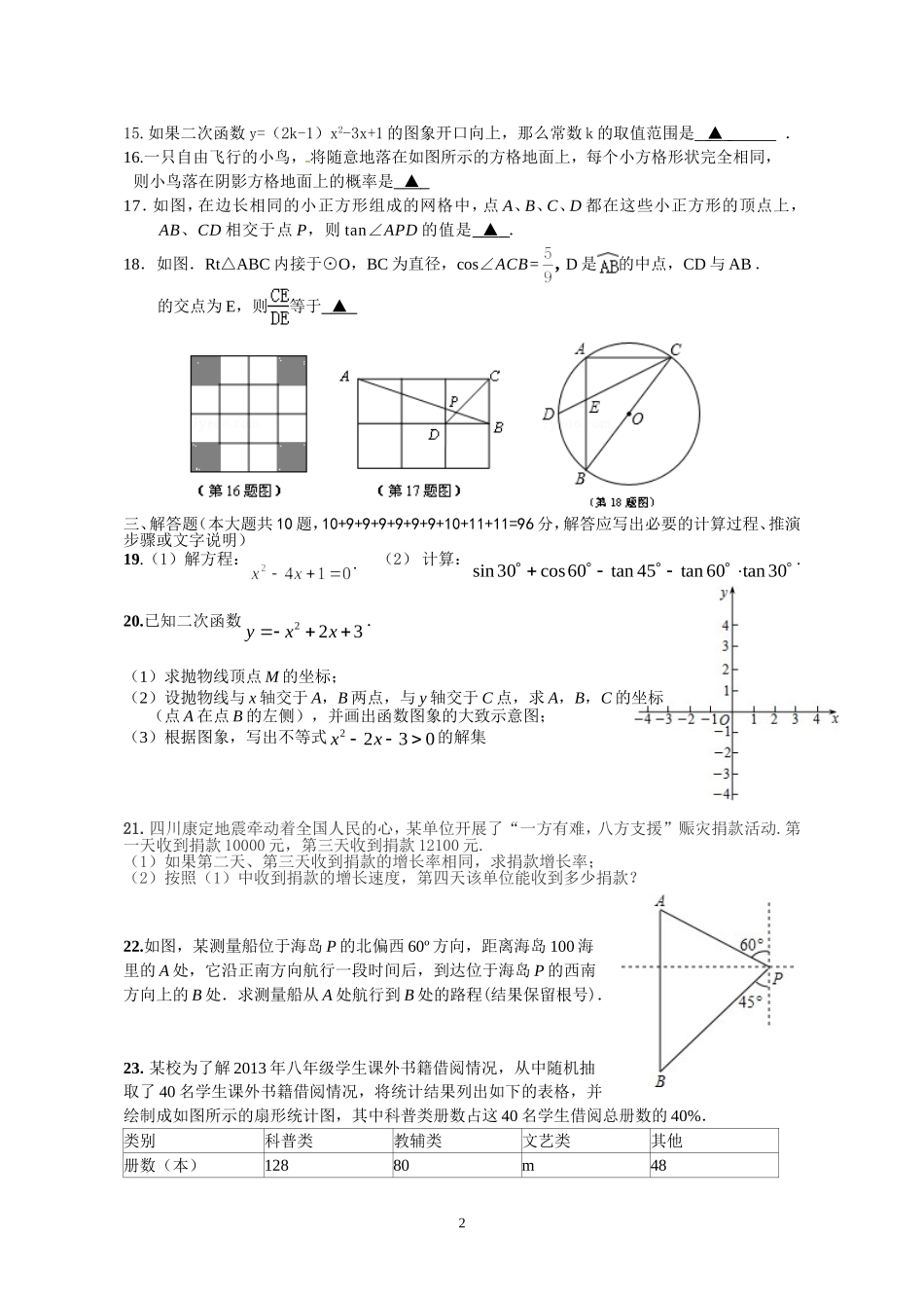 九年级12月阶段测试九年级数学试卷_第2页