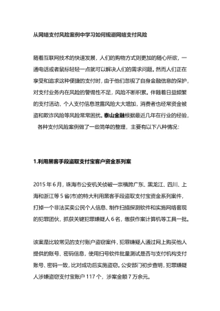 从网络支付风险案例中学习如何规避网络支付风险