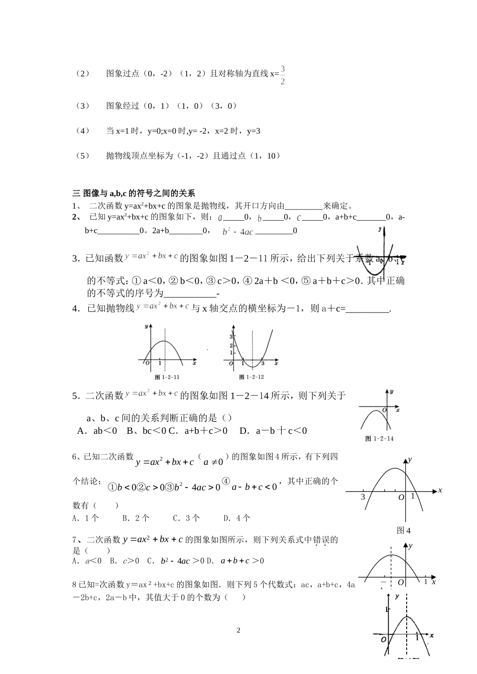 二次函数精讲基础题型_第2页