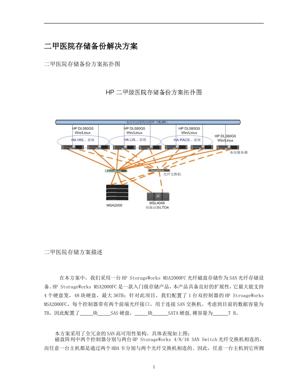 二甲医院存储备份解决方案_第1页