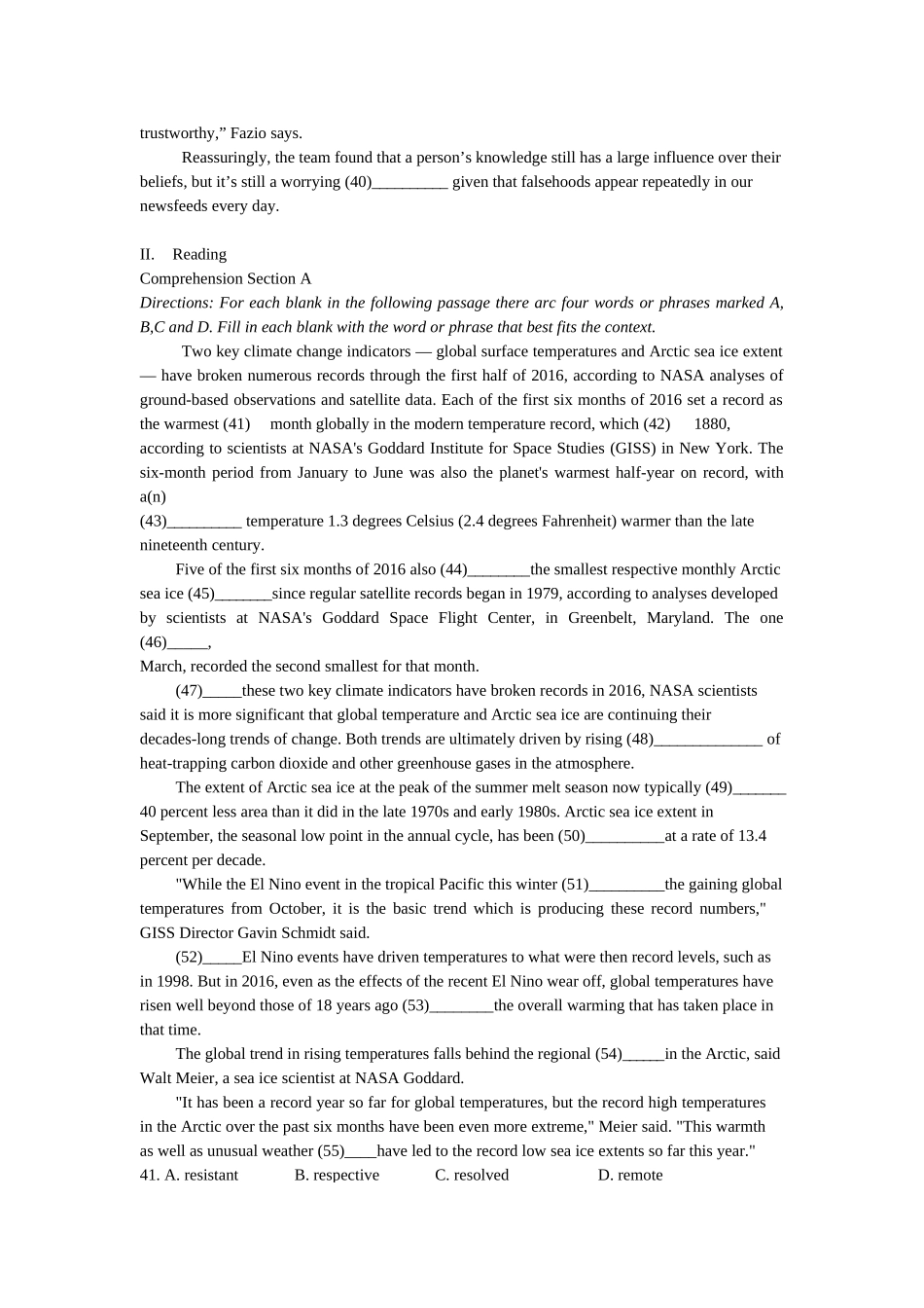 学年第一学期徐汇区学习能力诊断卷高三英语试题_第3页
