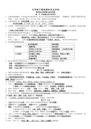 七年级下册地理知识点归纳