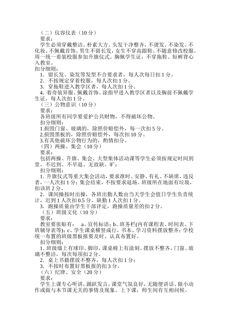 中学文明班级评比方案_第2页