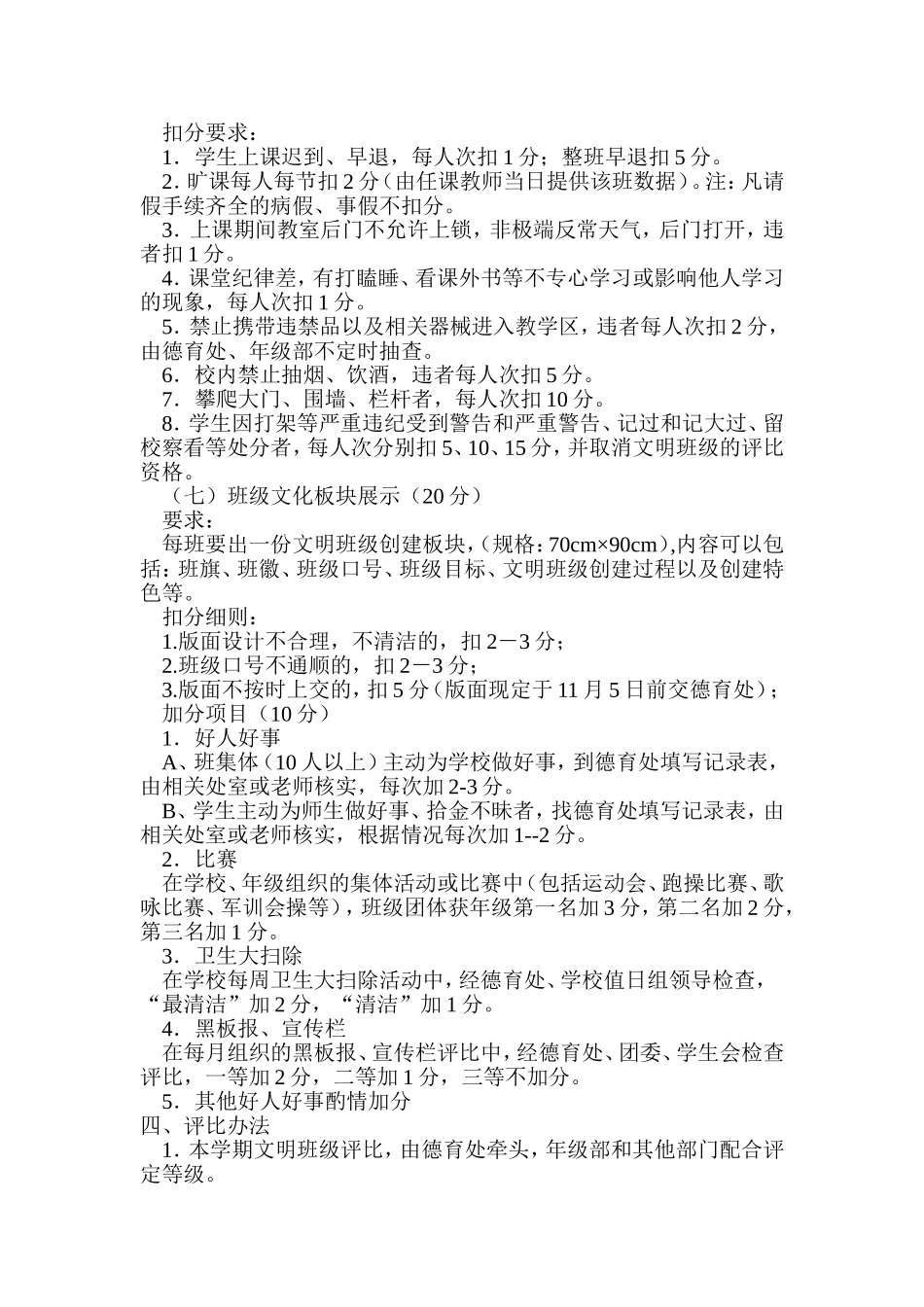 中学文明班级评比方案_第3页