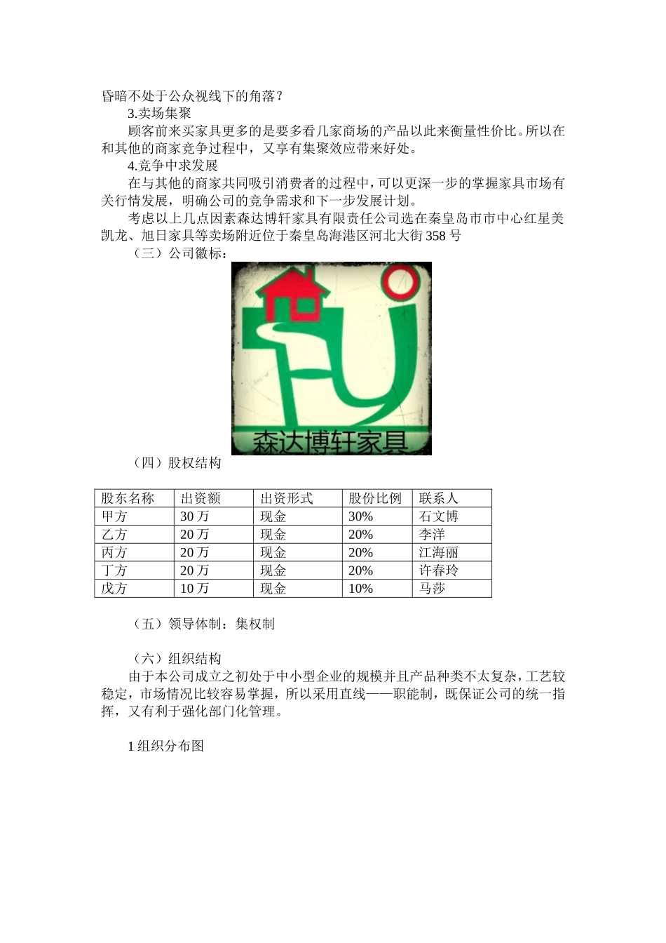 森达博轩家具有限责任公司企业创建方案  工商管理专业_第3页