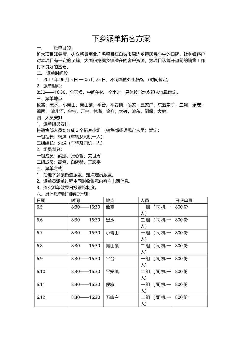 下乡派单拓客方案_第1页