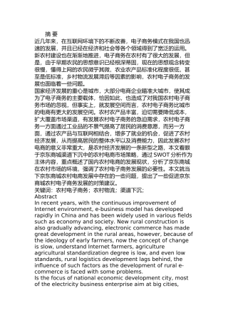 京东商城农村市场推广的策略研究分析  工商管理专业