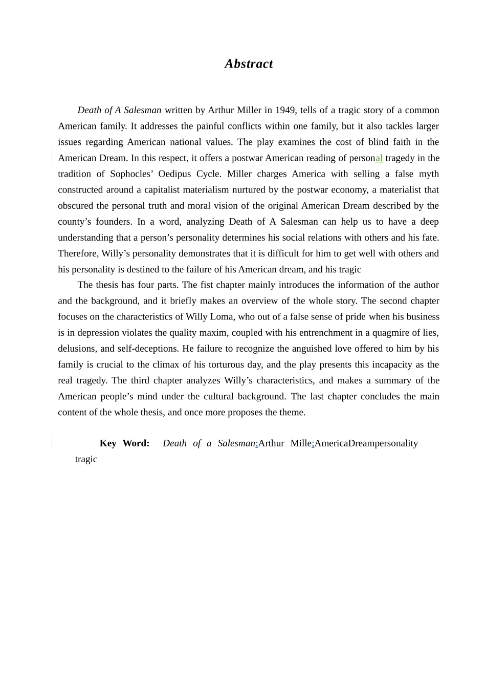 论《推销员之死》中威利罗曼的性格特征分析研究 英语翻译学专业_第2页