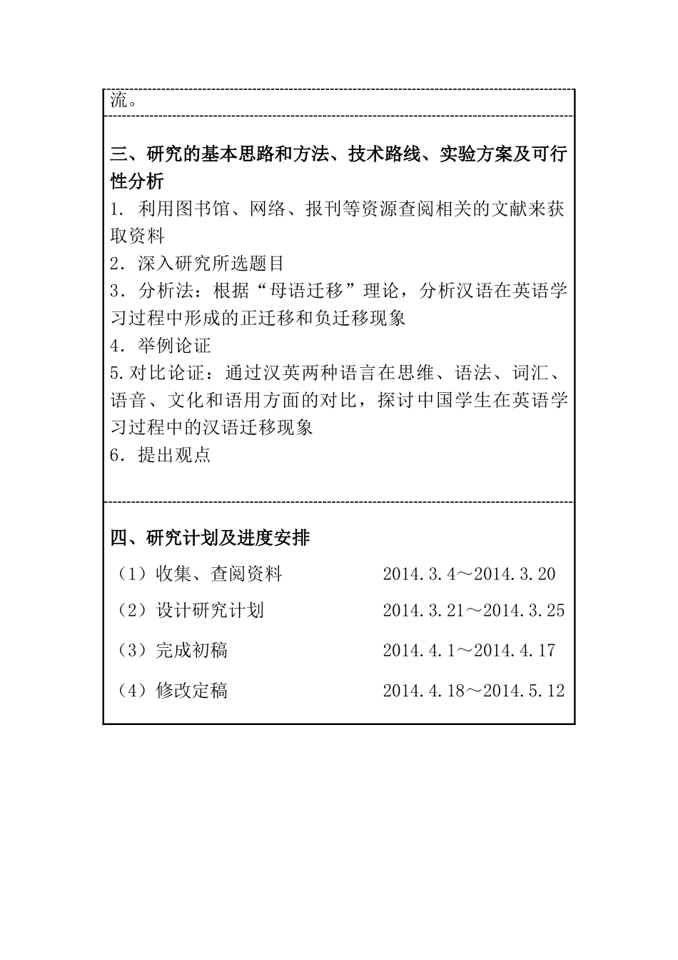 开题报告  汉语言文学专业 母语迁移对二语习得的影响分析研究_第3页
