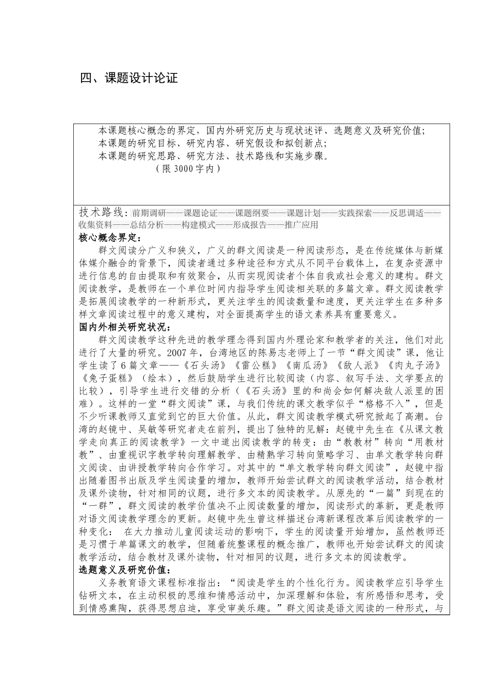 开题报告  教育教学专业  群文阅读课堂教学实际操作的研究分析_第1页