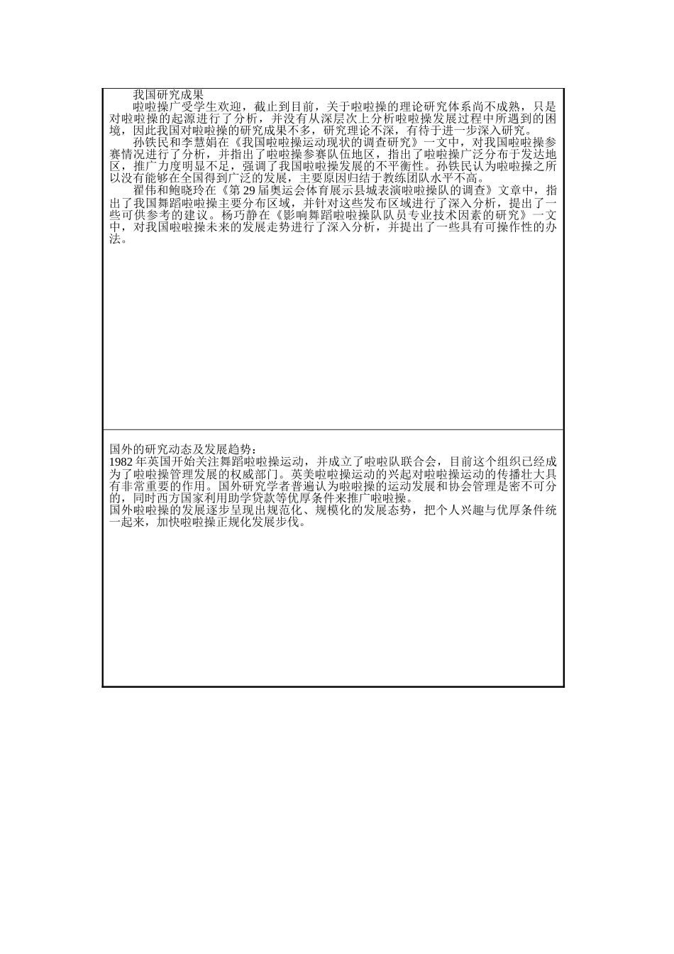 啦啦操运动影响因素分析研究  开题报告   体育运动专业_第3页