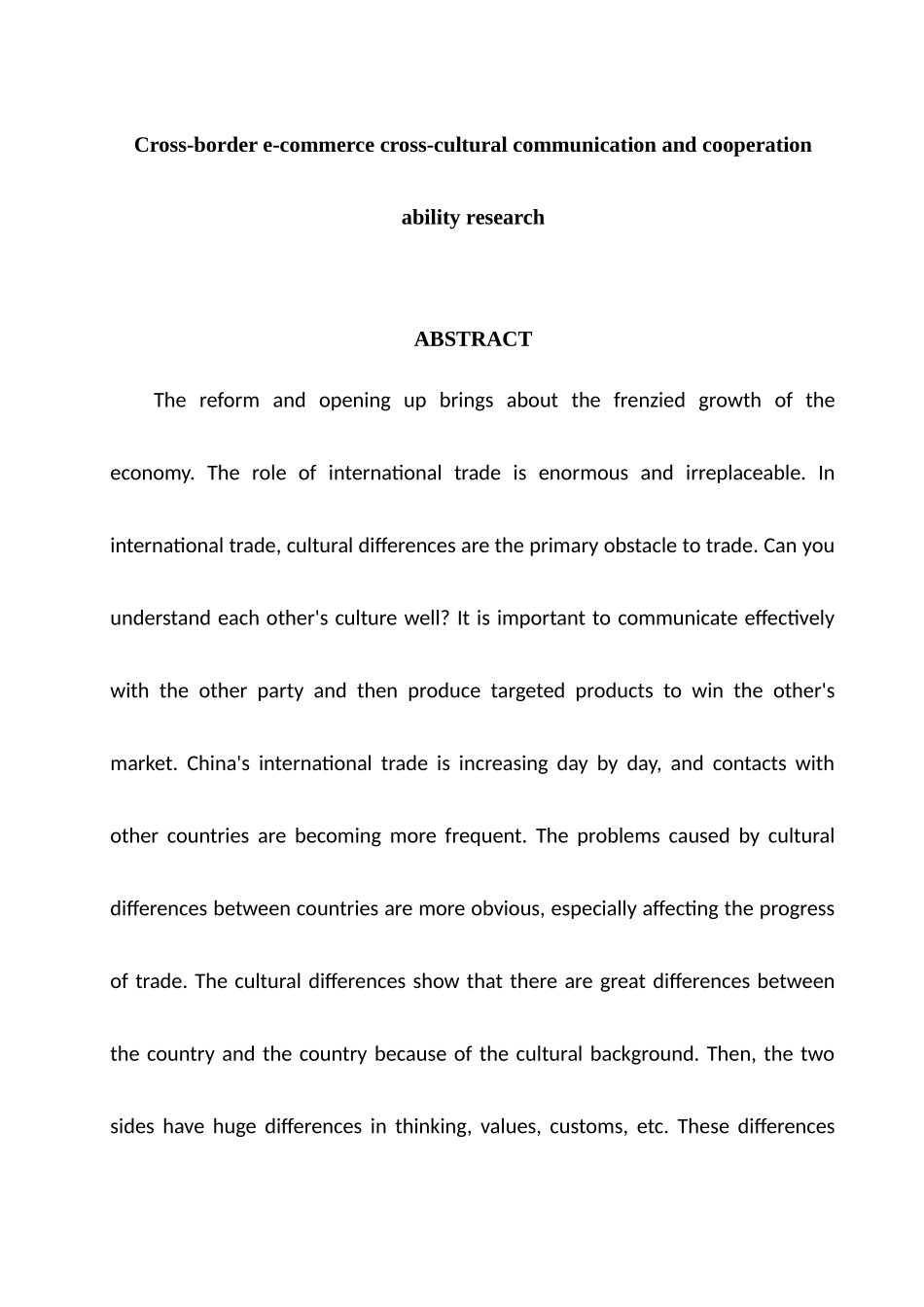 跨境电商跨文化交际分析研究与合作能力研究分析  工商管理专业_第2页