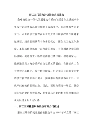 浙江三门县海游镇的调查报告   工商管理专业