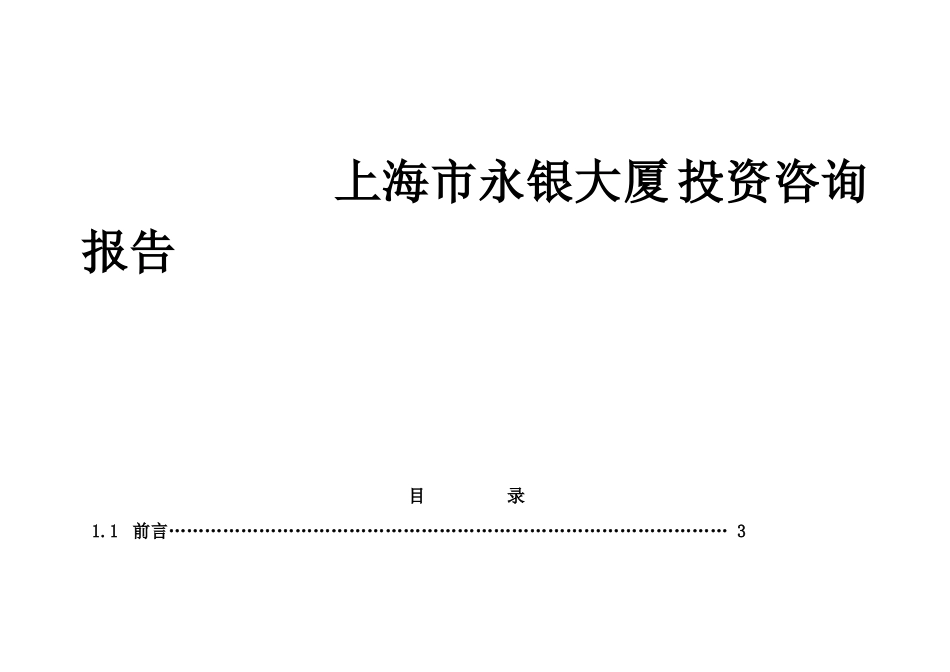上海市永银大厦 投资咨询报告_第1页