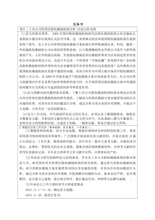 上市公司管理层股权激励机制分析研究——以深万科为例    人力资源管理专业