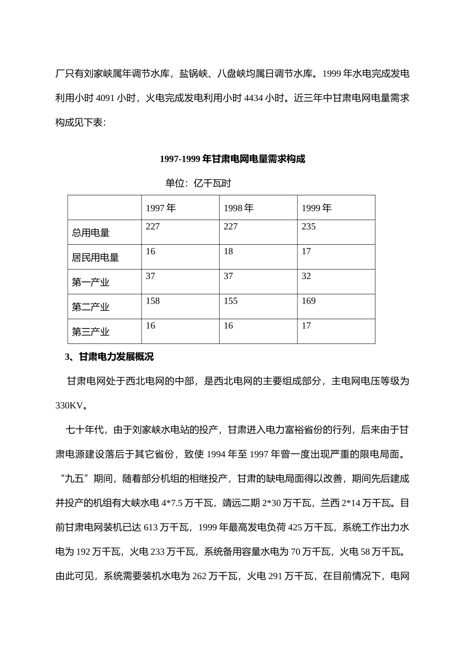 十五期间甘肃电网的分析预测和合资公司发展的设想_第3页