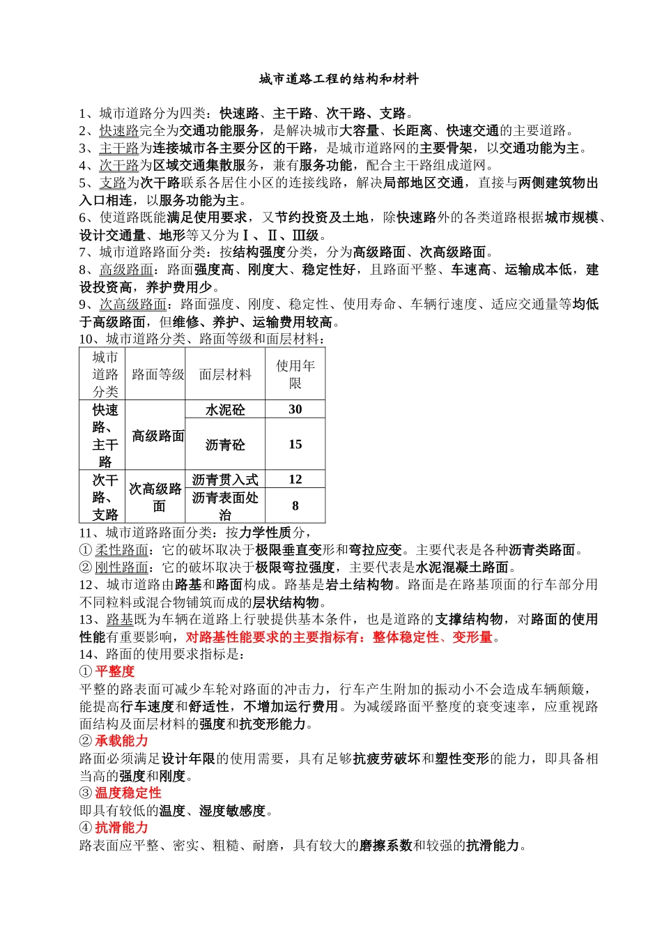 城市道路工程的结构和材料一级建造师市政公用工程实务学习笔记_第1页