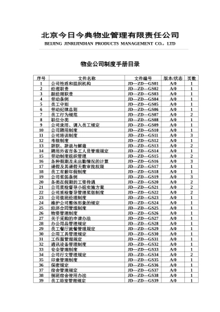 北京今日今典物业管理有限责任公司制度手册