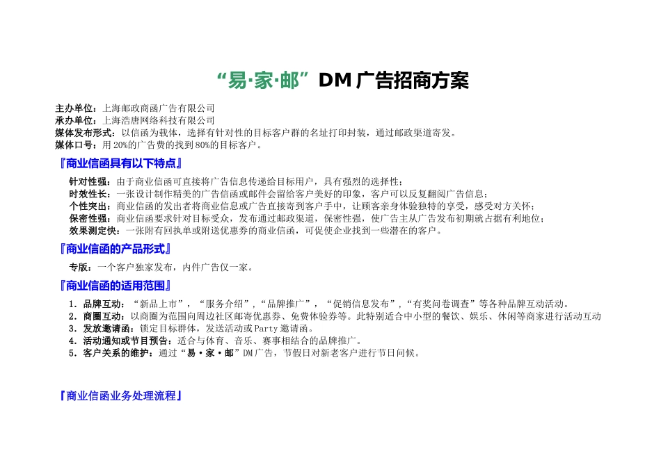 “易·家·邮”DM广告招商方案_第1页