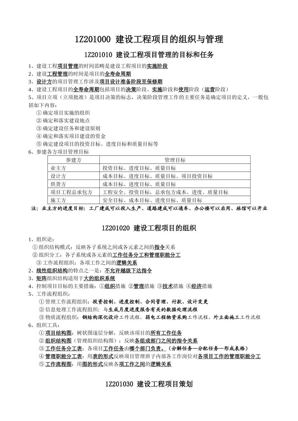 建设工程项目的组织与管理一级建师项目管理学习笔记_第1页