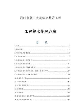 荆门市象山大道综合整治工程项目工程技术管理办法