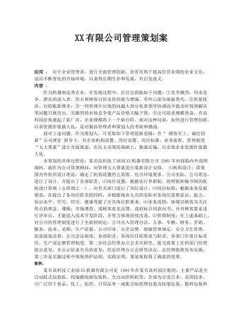 XX机器人有限公司管理策划案