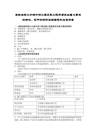 危险性较大分部分项工程及施工现场易发生重大事故的部位、环节的预防监控措施和应急预案