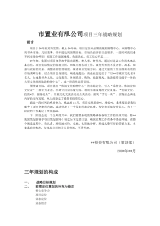 市置业有限公司项目三年战略规划