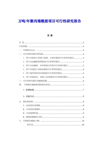 万吨年聚丙烯酰胺项目可行性研究报告