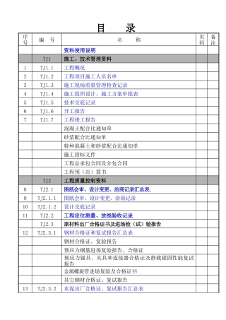 工程资料目录