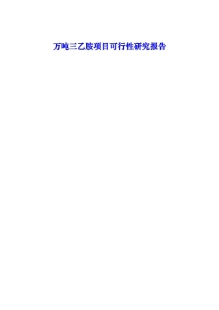 万吨三乙胺项目可行性研究报告