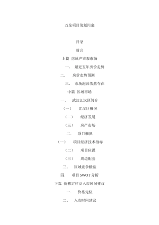 万全项目策划简案范本