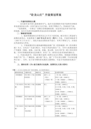 卧龙山庄开盘策划方案