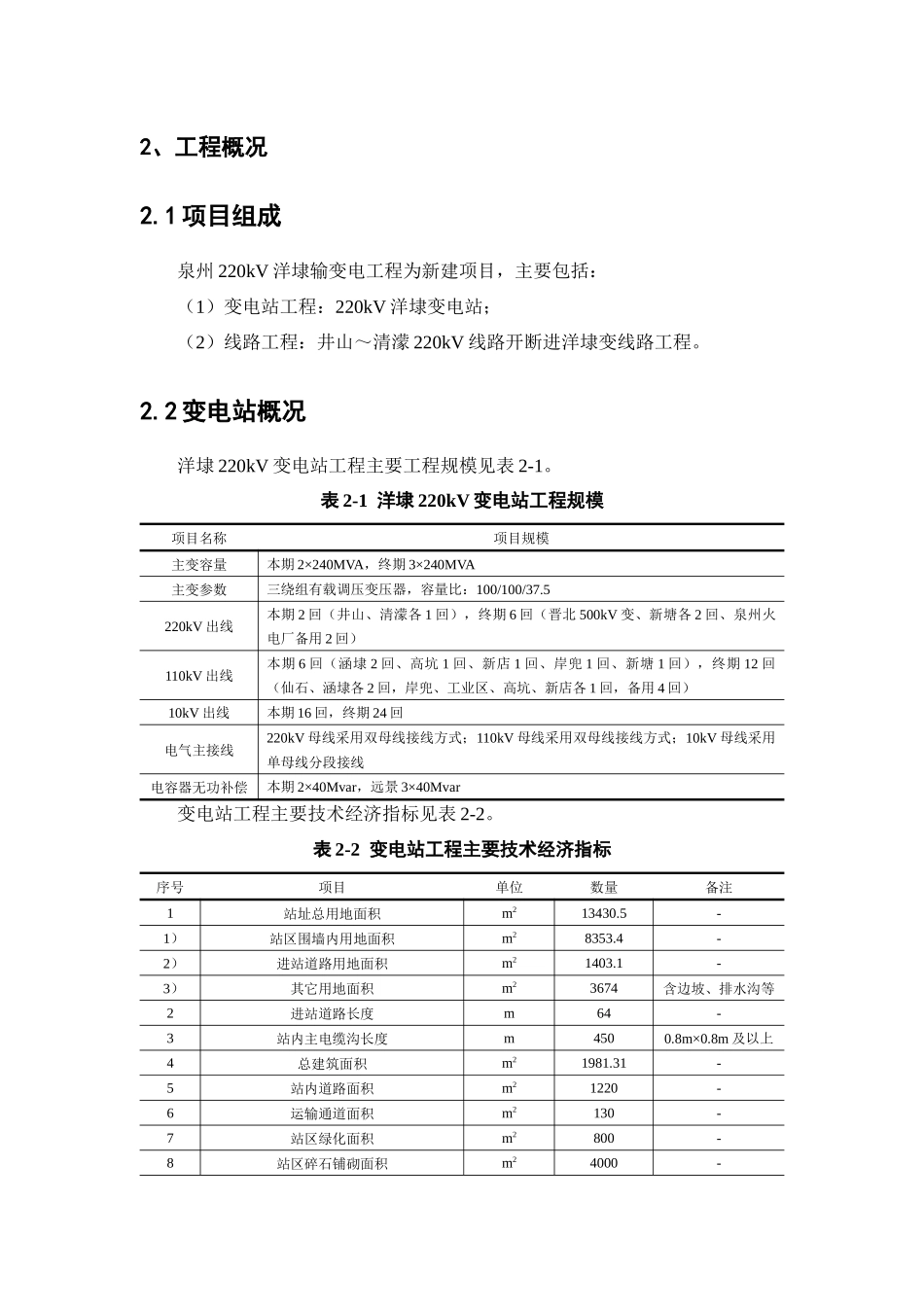 泉州220kV洋埭输变电工程项目可行性分析报告_第2页