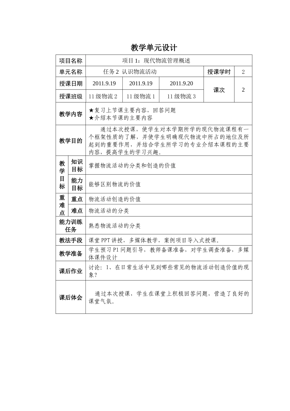 现代物流管理教学设计_第1页