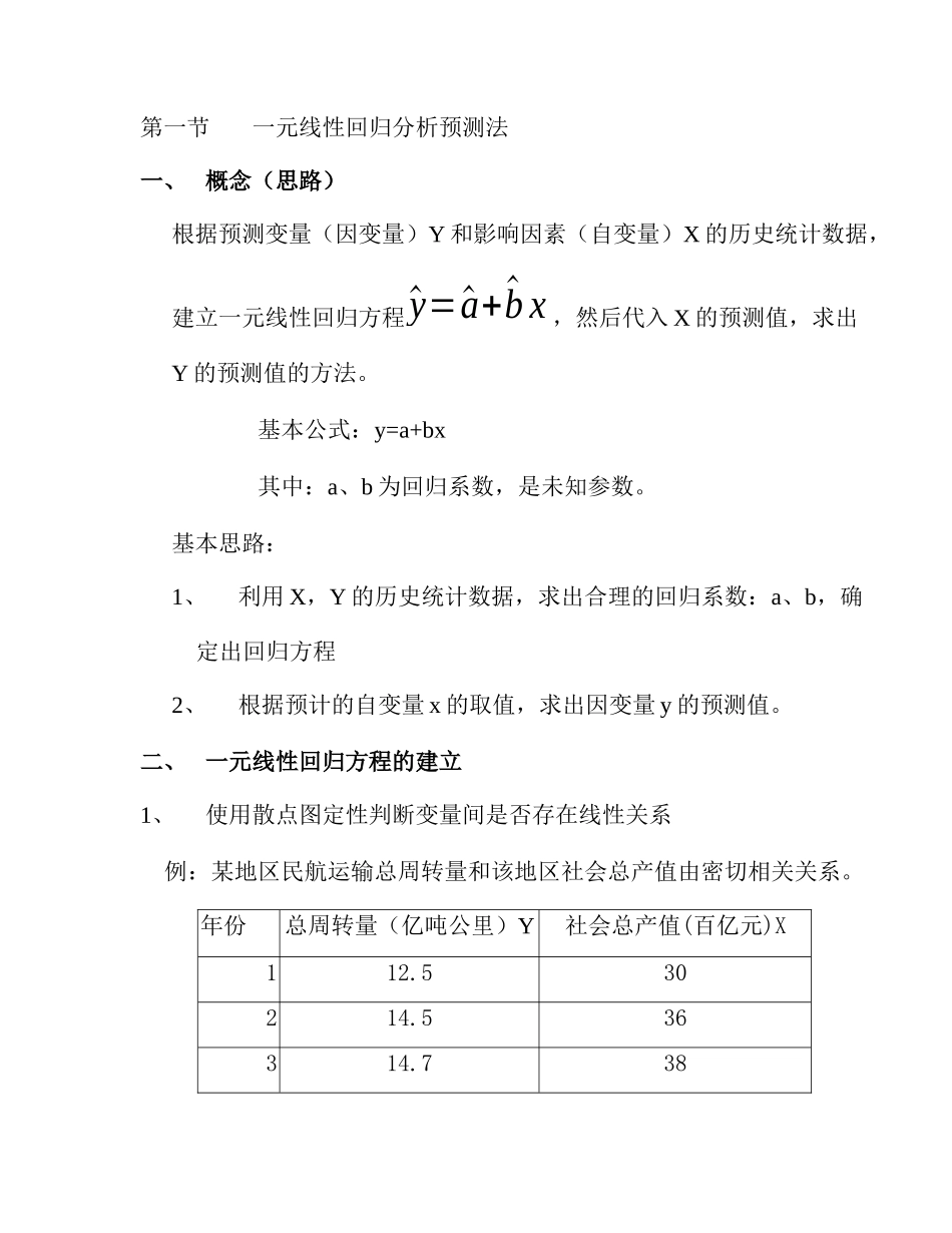 一元线性回归分析预测法与多元回归分析_第1页