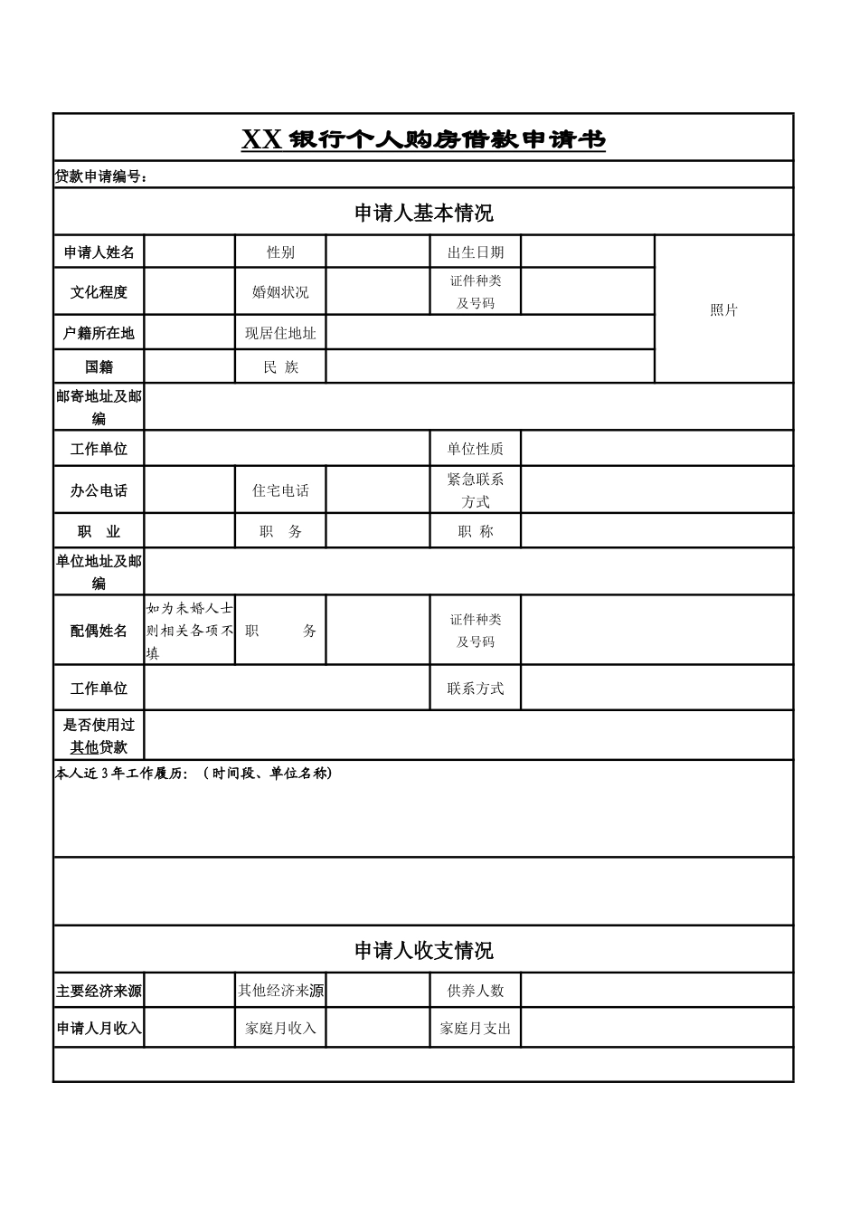 银行个人购房借款申请书风险评估书_第1页
