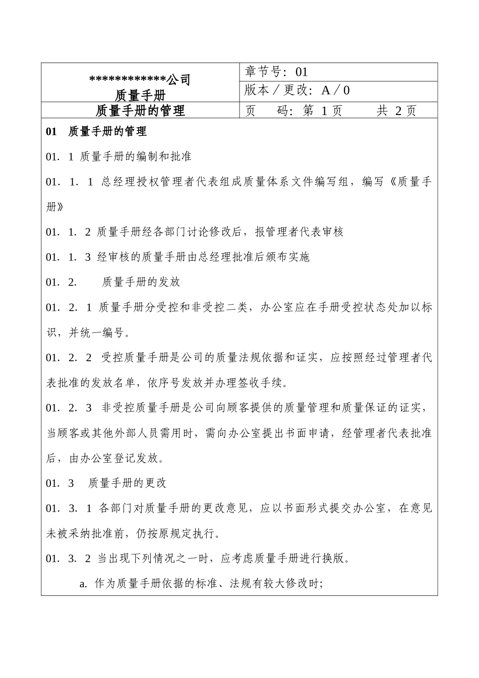 装饰工程有限公司质量手册_第2页