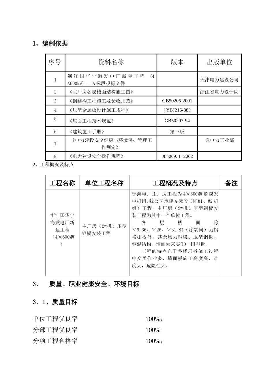 发电厂新建工程（4×600MW）主厂房（2#机）压型钢板安装工程封闭施工方案_第1页