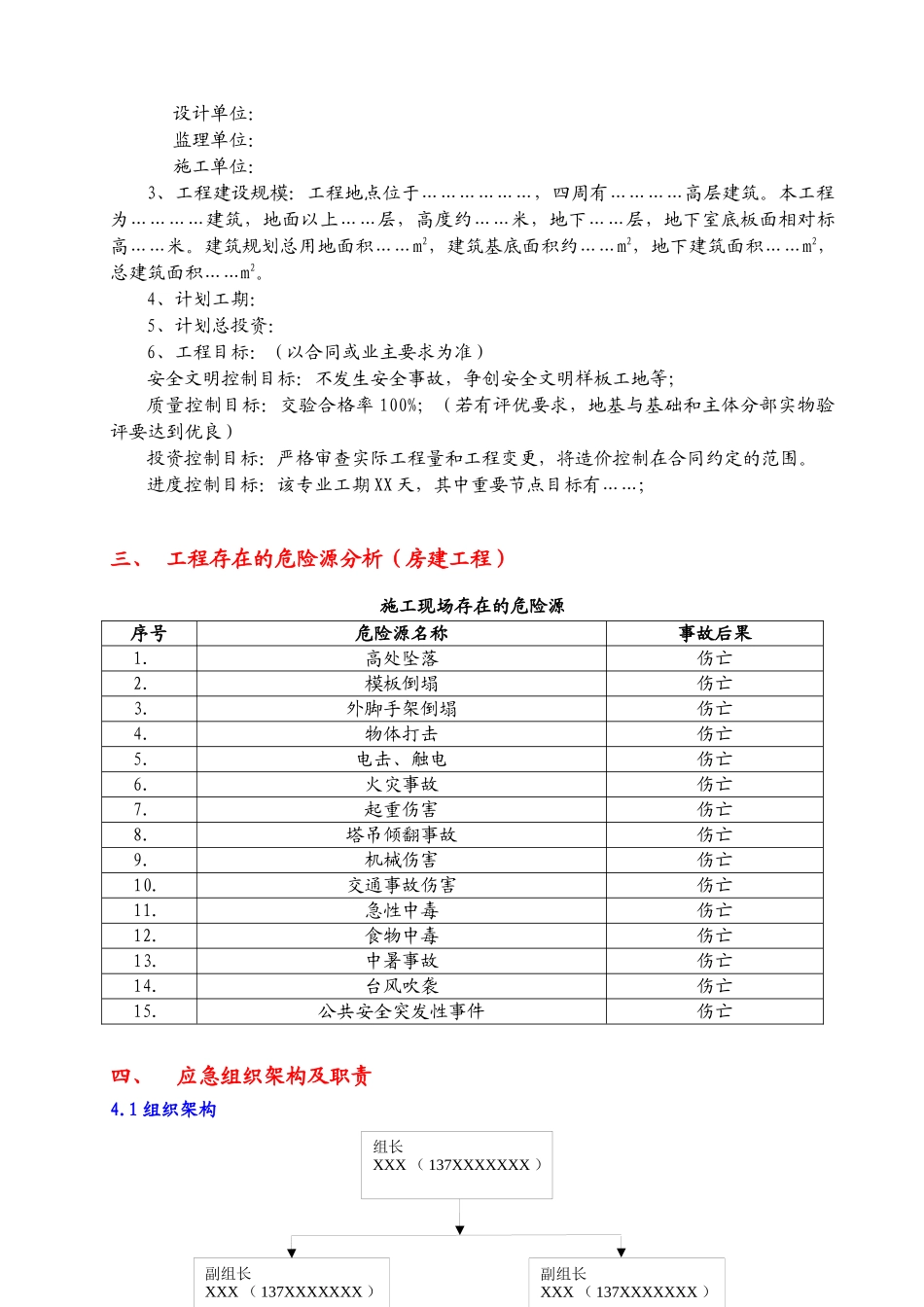 工程建设监理有限公司XX项目应急预案_第3页