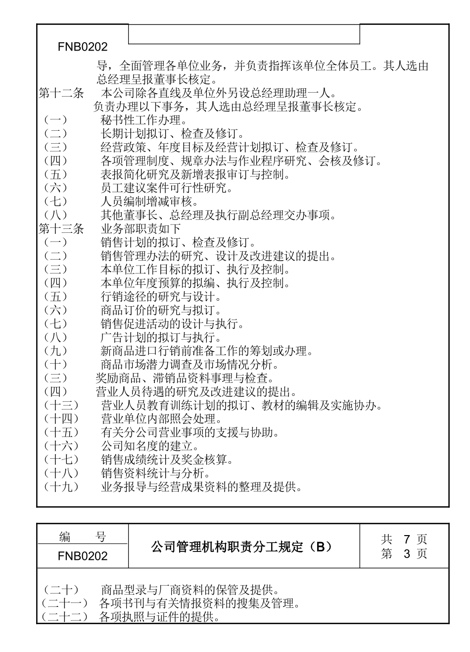 公司管理机构职责分工规定人力资源_第2页
