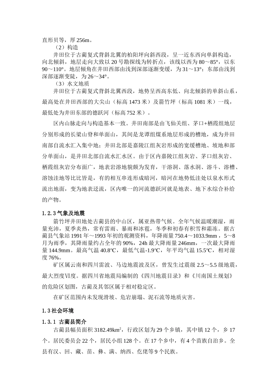 古蔺县宏能实业有限公司古叙矿区箭竹坪矿井环境影响报告书_第2页