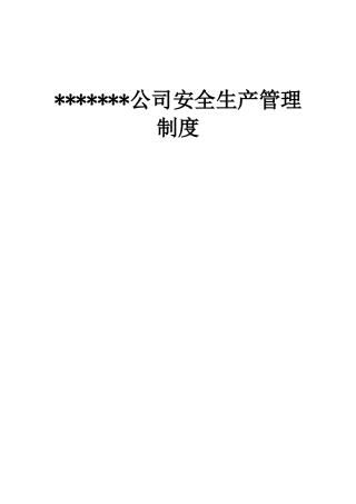 煤矿公司安全生产管理制度
